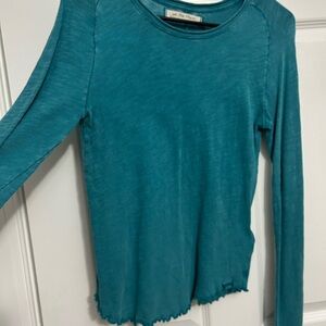 Free People Teal Long Sleeve Top